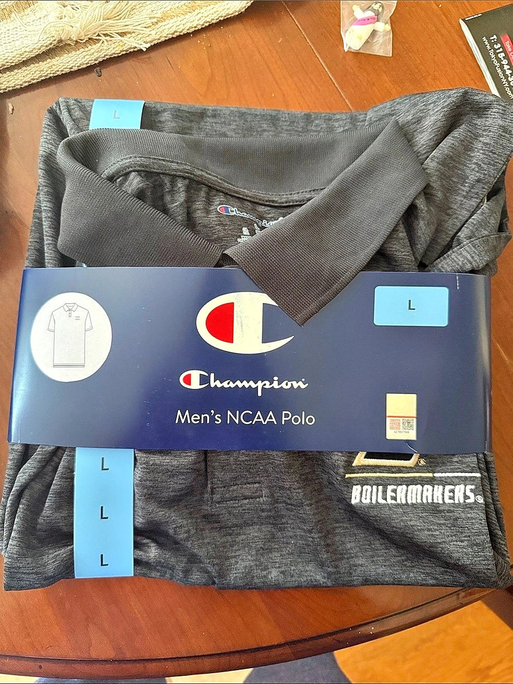 Purdue Champion Men's NCAA Polo Gray Polo Size Large or XL NWT